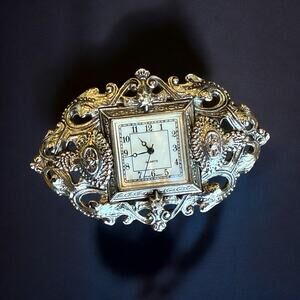 Vintage Unique Intricate Detailed Silver Tone Watch Brooch-Quartz, Japan Movt.